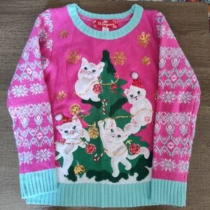 Girls Christmas cat sweater, M8